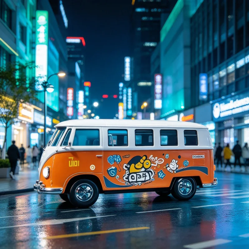 Classic Vintage Shape Alloy Bus Model, Hero Bus Cartoon Painting, Pull Back Function, Open Door, Desktop Ornament & Gift