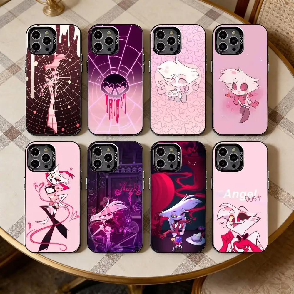 

H-HazbinS A-AngelS Dust Phone Case For iPhone17,16,15,14,13,12,11 Plus,Pro Max Black Candy silver phone case