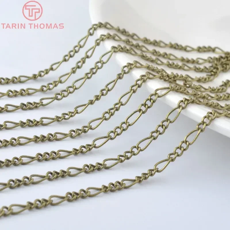 （4658）5 Meters Chain width:2.5MM Copper 3+1 Figaro Chains Special Link Chains Necklace Chains Diy Jewelry Findings Accessories