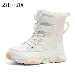 Winter New Snow Boots Girls White High Top Boots Outdoor Warm and Anti Slip Boots Children's Fashion Matching Sports Shoes