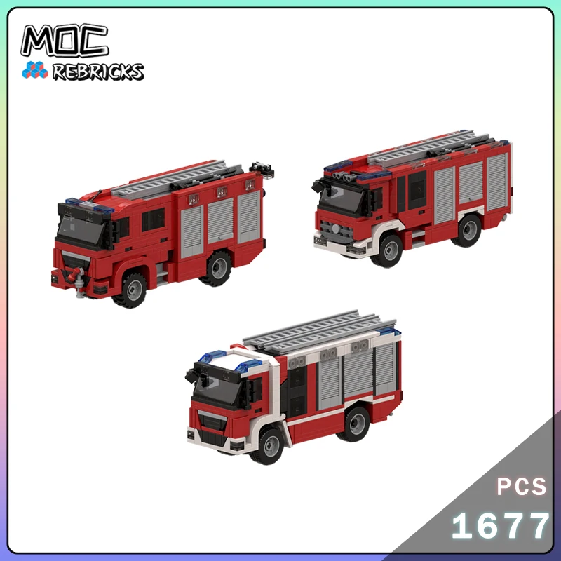 

City Series Classic Austrian and Lunteren Fire Engine Building Block Assemble Model DIY Technology Bricks Puzzle Boy Toys Gifts