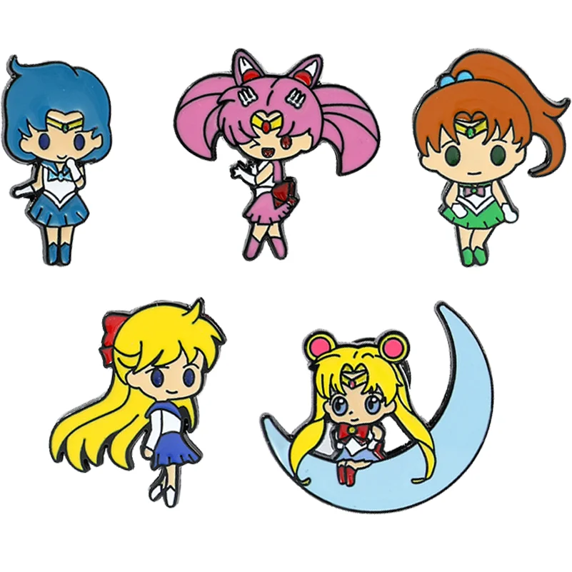 1 Set Anime Sailor Moon Tsukino Usagi Eaneml Pin Cartoon Cute Magical Girl Brooch Lapel Backpack Badge Jewelry Gift Kids Women