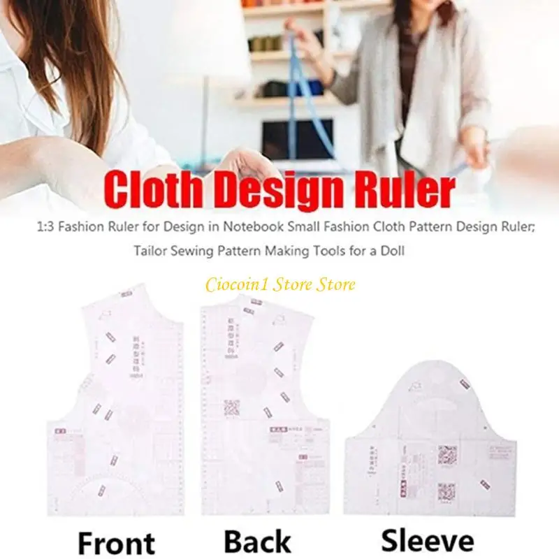 A3PC Multipurpose Curved Ruler Doll Clothing Ruler Templates Sewing Ruler Clothing Pattern Making Measuring Tool Tailor Ruler