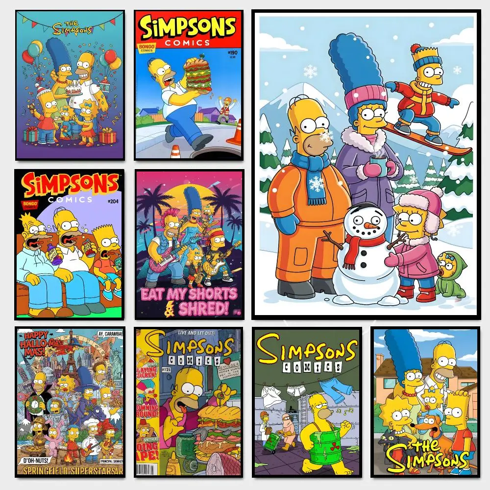The Simpsons Animated Series Poster Moisture-proof Self-adhesive Decor Living Room Bedroom Party Bar Fade-resistant
