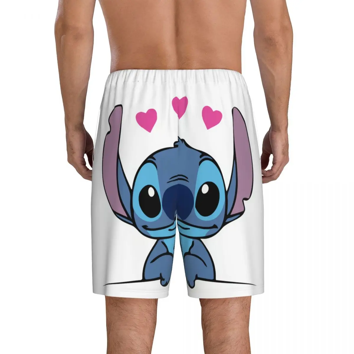 Pijama de Manga corta con estampado de Lilo Stitch para hombre, ropa de dormir con pantalones cortos de dibujos animados de Anime, pretina elástica, con bolsillos