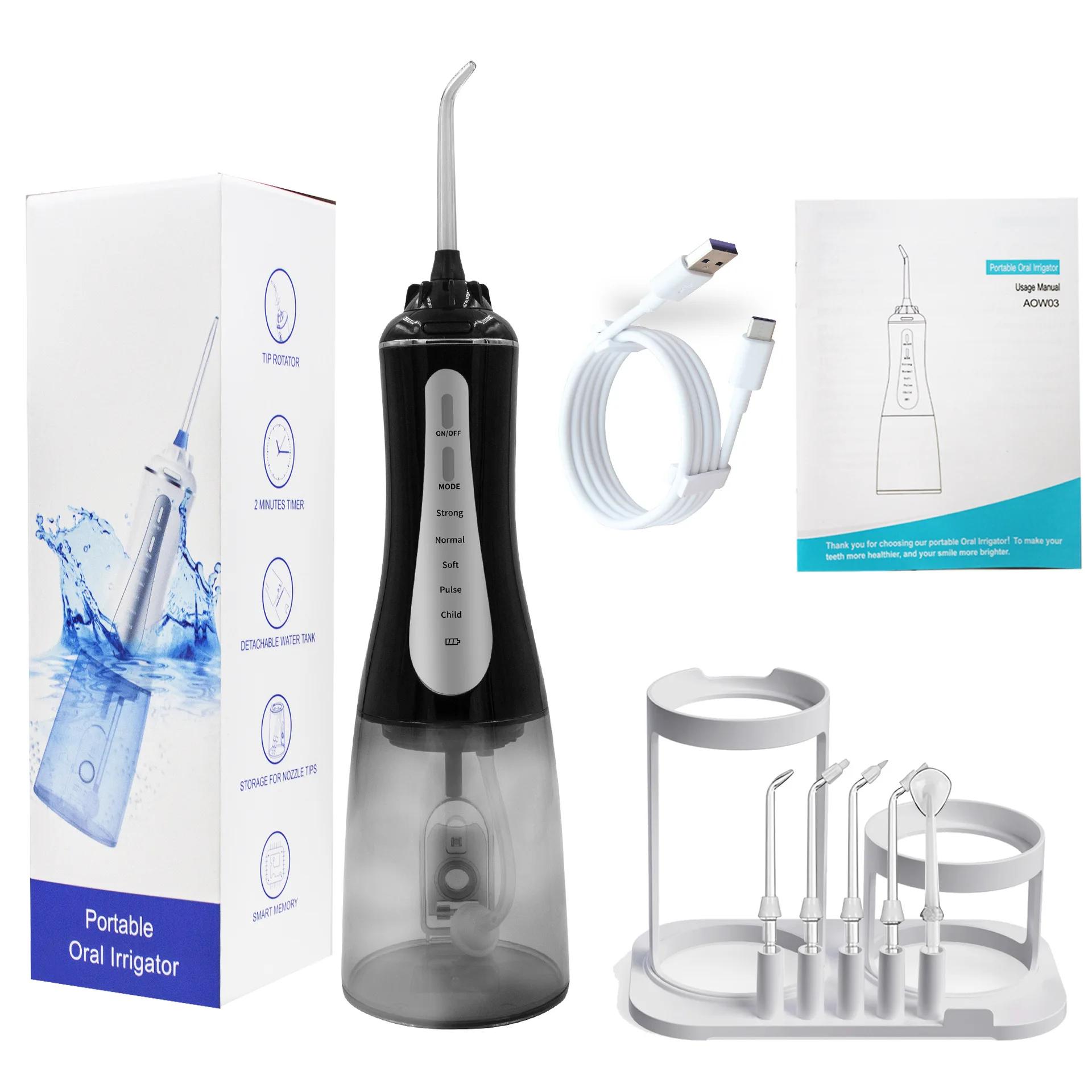 NEW Oral Irrigator Fairywill Water Flosser 5Modes Portable Dental Water Jet 350ML Water Tank Teeth Cleaner USB Charge Waterproof