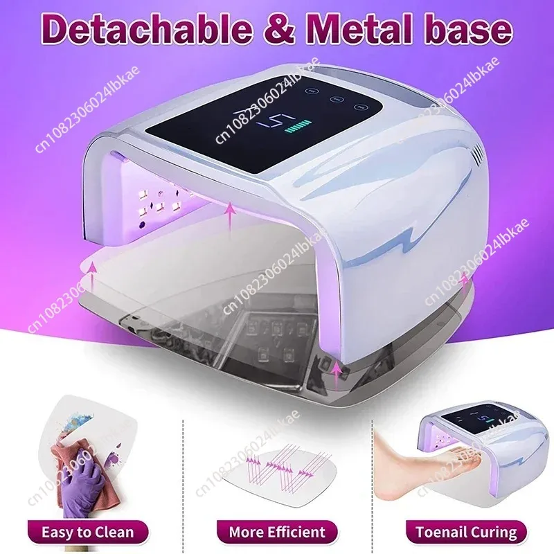 96W Mirror Reflective Nail Lamp with Metal Pad Cordless Manicure Dryer Wireless UV Light for Nails Rechargeable Nail UVLED  home