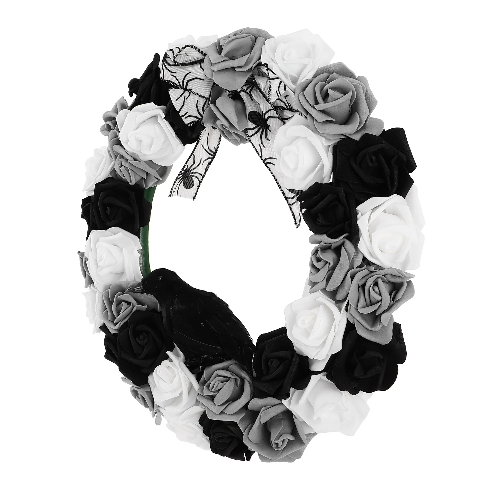 

Artificial Flower Door Hanging Black Crow Party Decorations Wreaths for Front Polyester