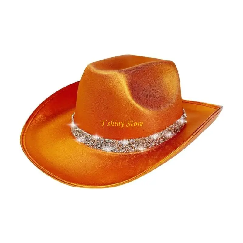 N58F Cowboy Hats Shimmering Glitter Hat for Bachelorette Party Cocktail Parties