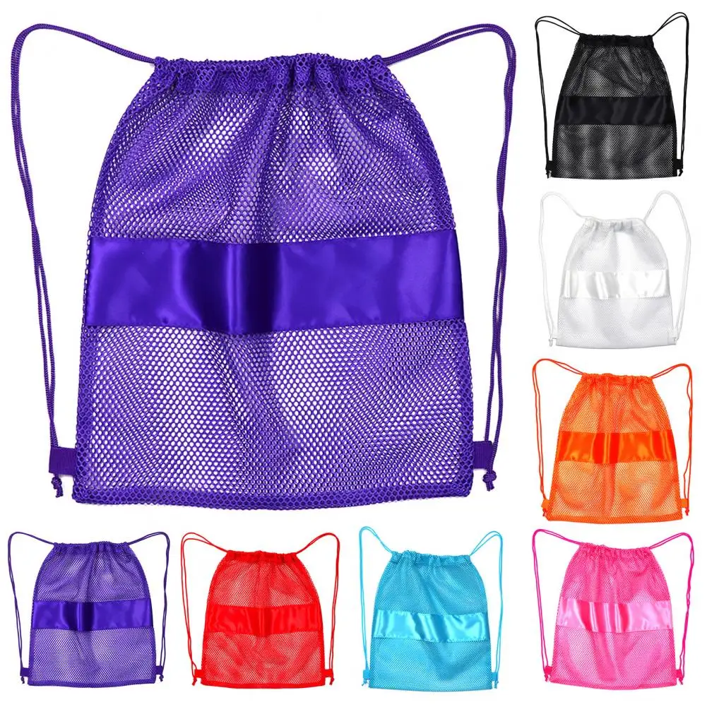 Mesh Sports Drawstring Backpack Bag, Breathable Swim Gear Sack, Quick Dry Water Park Gear Organizer for Swimming Diving Gym