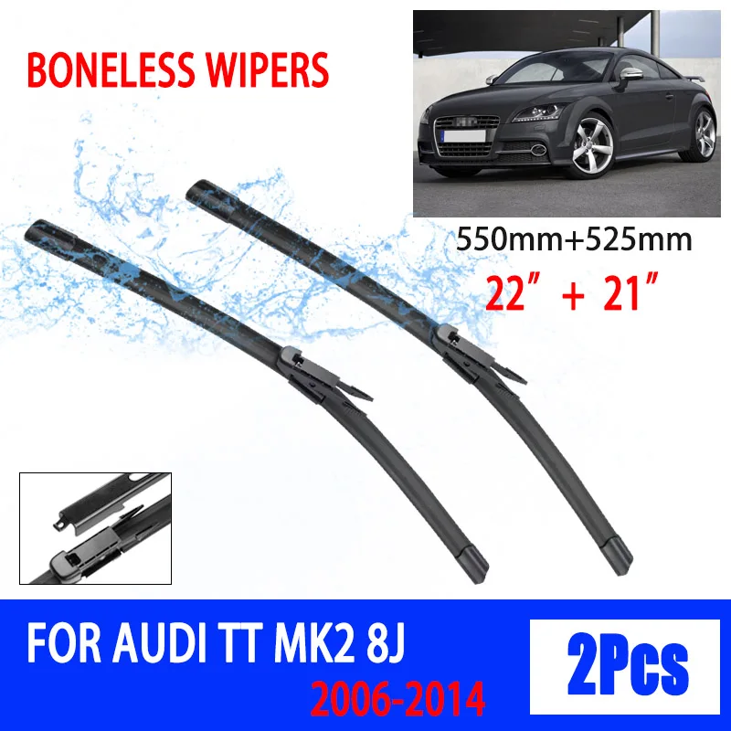 

For Audi TT Mk2 8J 2006-2014 Car Wiper Dovetail Soft Rubber Wiper Windshield Windscreen HD Quiet Automotive Wiper 22"+21"