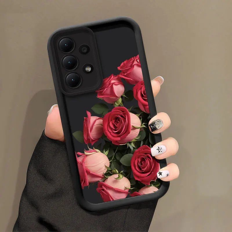 Red Rose Flowers Silicone Phone Case For Samsung Galaxy A23 A22 A21S A14 A13 A12 A11 A50 A30 A20S A10S A05 A04E A03S Soft Cover