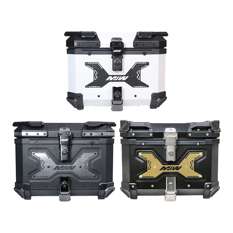 Black/silver/gold 45L Heavy Duty Aluminum Motorcycle Tail Box with Lock Waterproof Dustproof Universal Top Case for Motorcycle