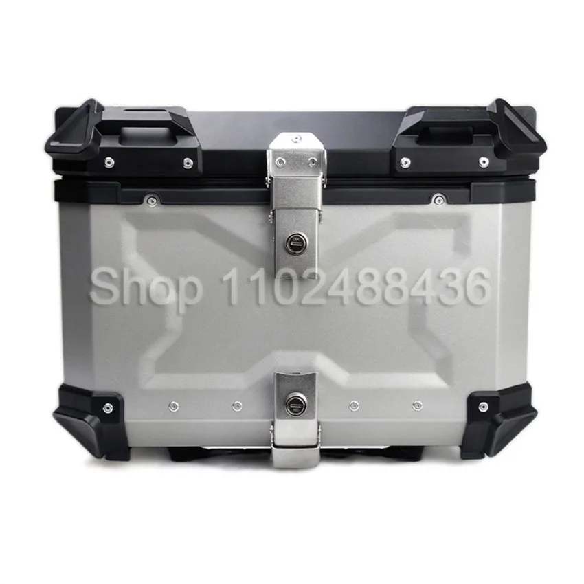 Motorcycle Top Cases 65L Reliable Aluminum Motorcycle Top Case Large Capacity Universal Motorcycle Tail Box Multifunctional