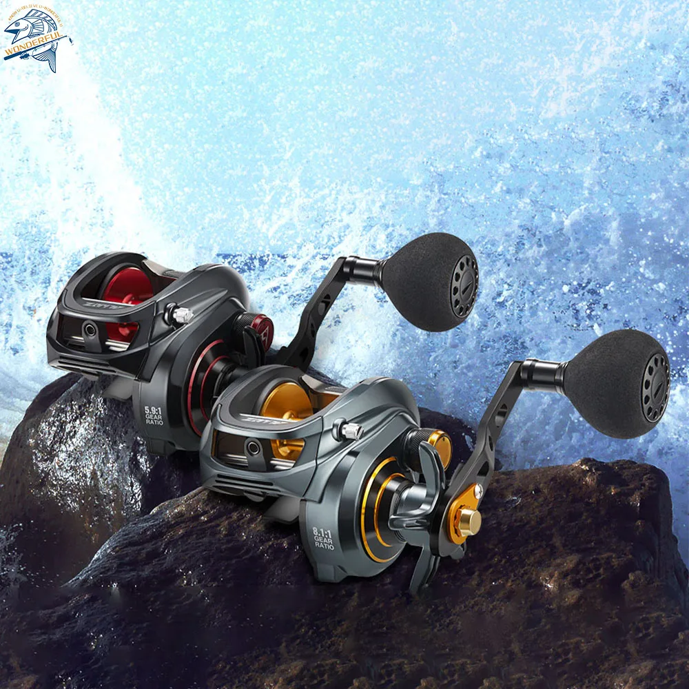 300 Gauge Aluminum Frame Reel with 33 Lbs Max Drag and 6.6:1/8.1:1 Gear Ratio for Freshwater Fishing