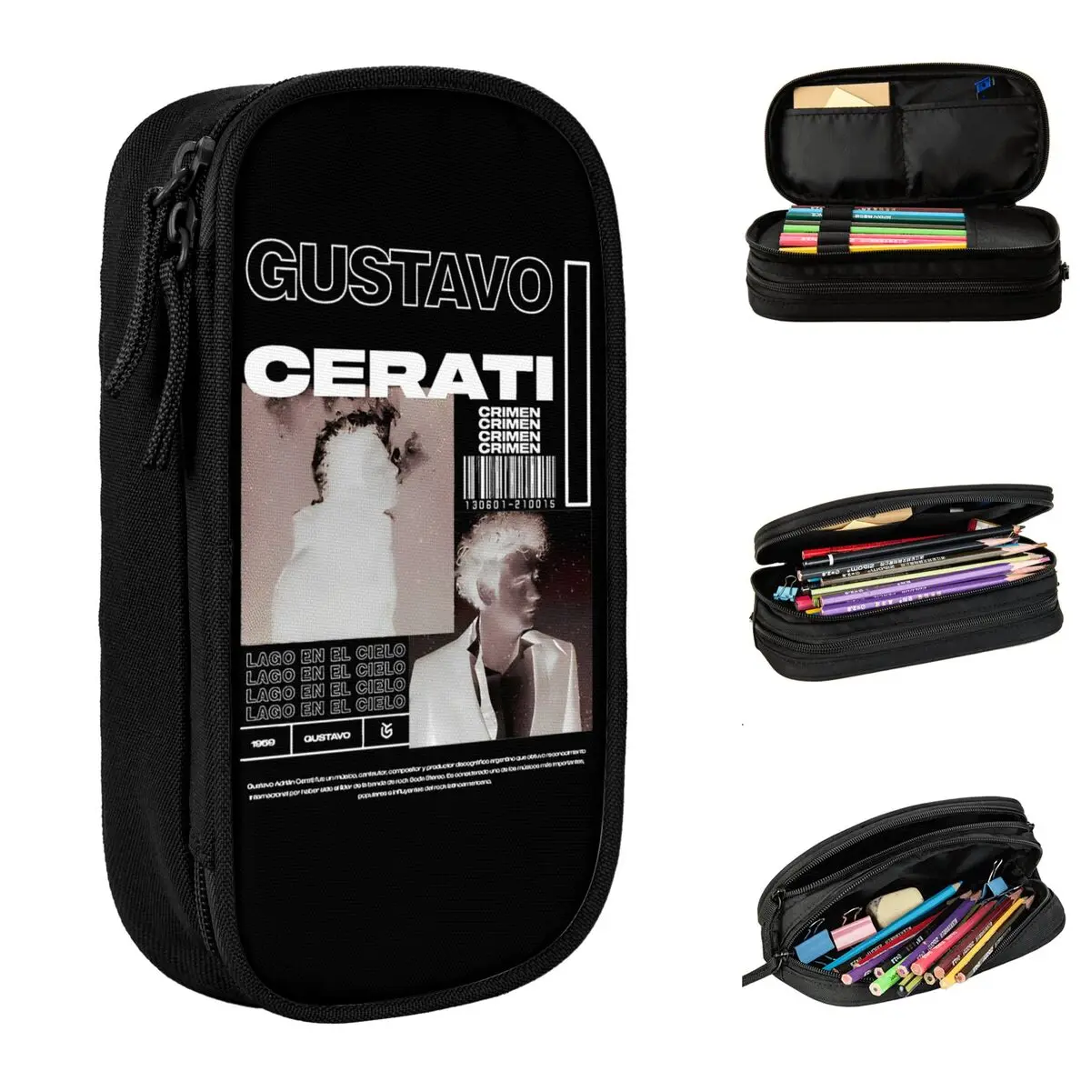 gustavo cerati music singer lapis case pen holder para menina e menino grandes bolsas de armazenamento material escolar zipper papelaria 01