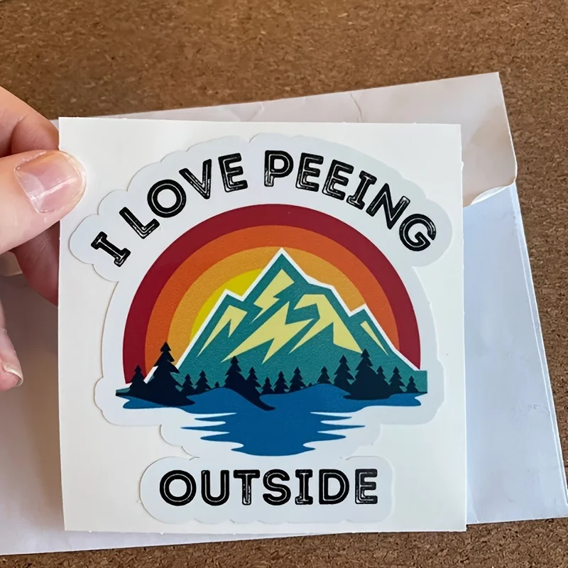 I LOVE PEEING OUTSIDE Mountain Print Car Stickers Waterproof for Windows Water Bottle DIY Laptop Phone Motorcycle Vinyl Decals