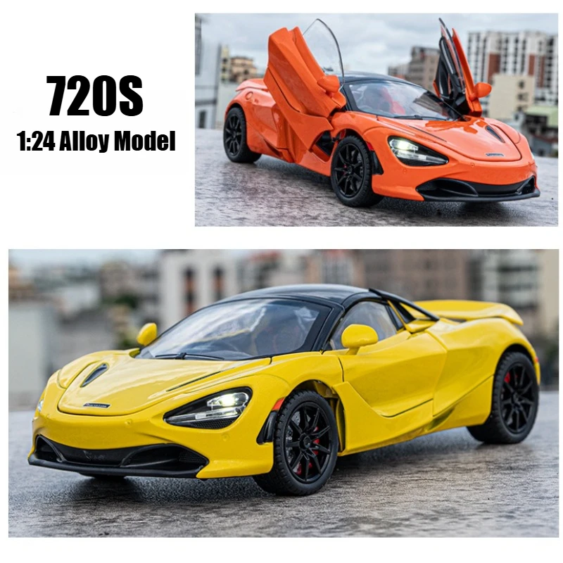 1:24 720S Simulation Alloy Car Model Sound and Light Effect Pullback Desktop Ornament Toy Gift