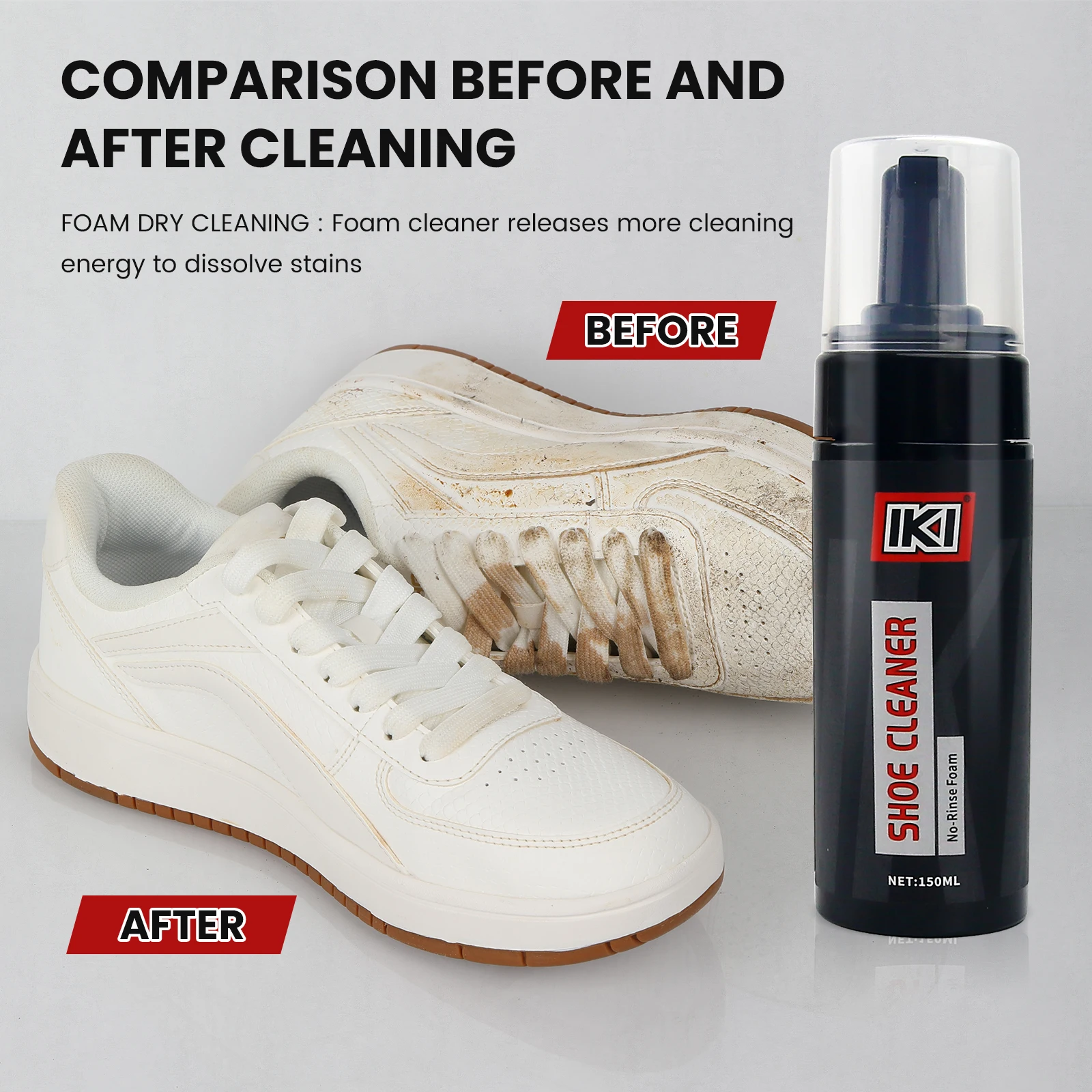 Shoe Care Kit: Advanced Shoe Cleaner, High-Fiber Brush and Towel for Perfect Polishing