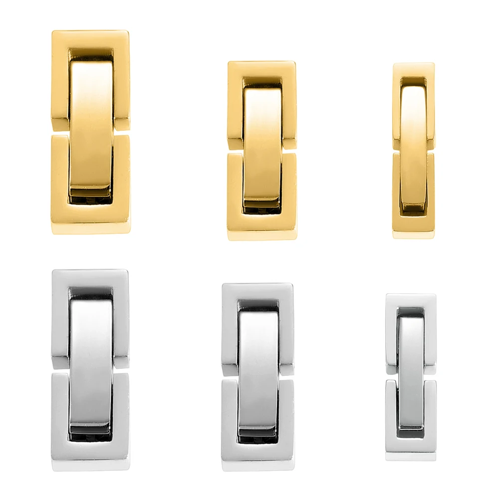 2pcs Stainless Steel Fold Over Clasps Bracelet Necklace Closure End Caps Clip Link Extensions for DIY Jewelry Making
