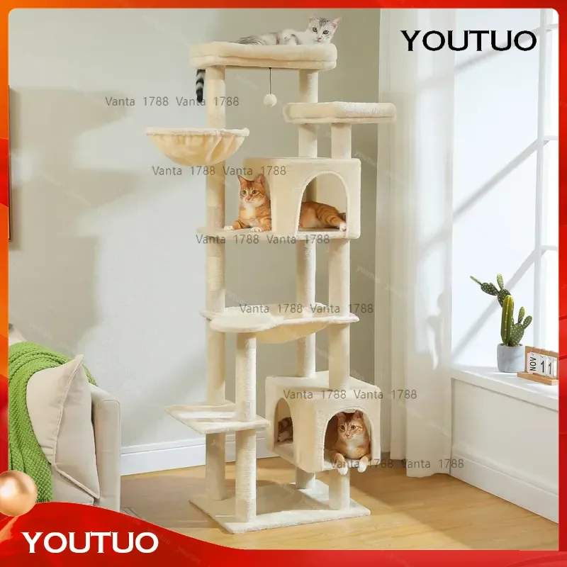 Multi Functional Cat Tree with Sisal Scratching Post Removable Top Perch and Com table Condo   Cats to Move Freely