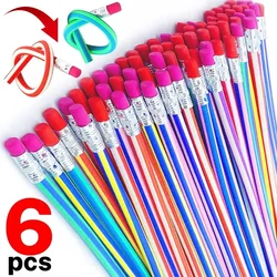 6/1Pcs Magic Bendy Flexible Soft Pencil with Eraser Colorful Creative Novelty Bend Pencil for Kids Students Gift School Supplies