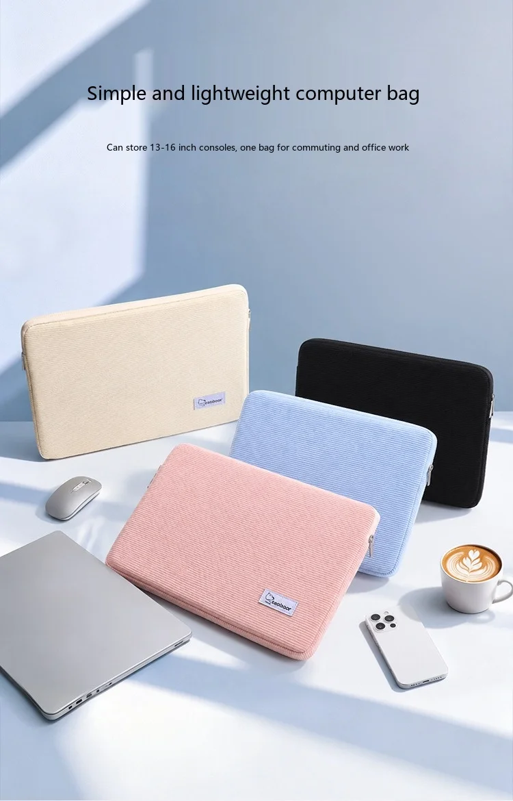 Corduroy-Laptop-Hülle 11-15,6 Zoll Retro-Schutztasche für Notebook und Tablet – Detail 6
