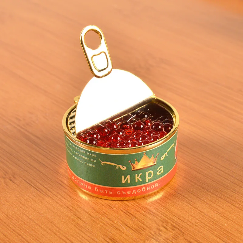 Simulated Canned Keychain Creative Caviar Beef Canned Prop Model Doll House Miniature Food Play Car Bag Pendant Ornaments Gift