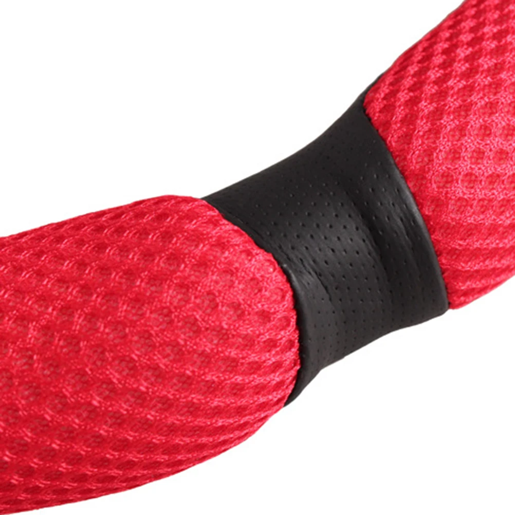 

Frosted Steering Wheel Cover Red 3D Car Wheel Protector Fits Most Cars Easy Installation Gift