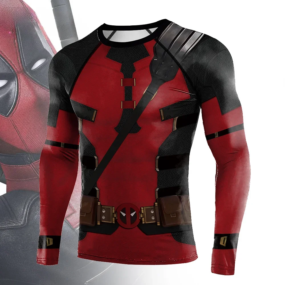 Wolverine Deadpool Compression Shirts Men Long Sleeve T-Shirts Gym Elastic Fitness Sportwear  Elastic Outdoor Sportwear Clothes