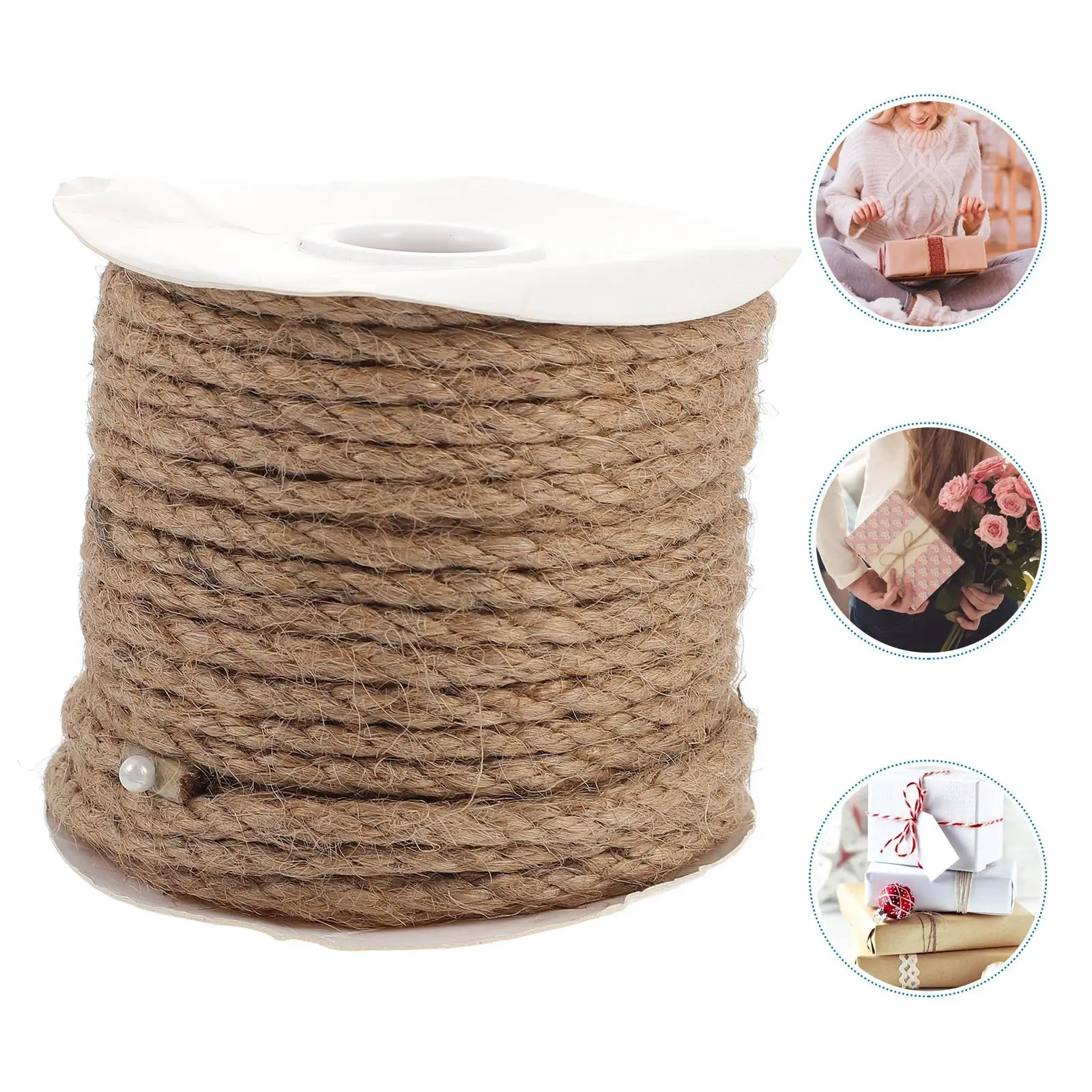 1 Roll Soft Flexible Hemp Rope Craft Making Rope for DIY Projects Gift Wrapping Bouquet Decoration Festival Holiday Use