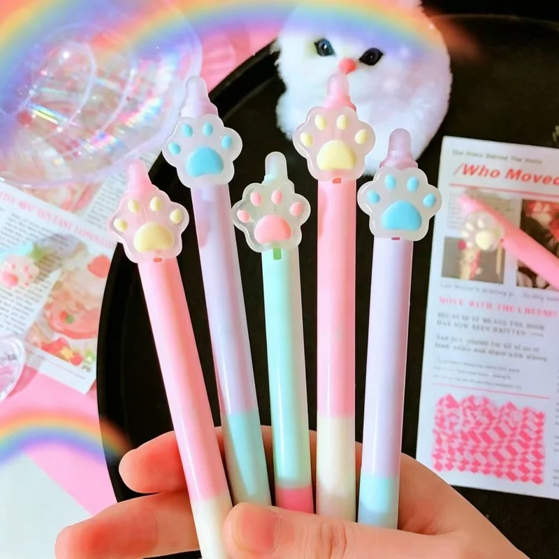 

36pcs/lot Creative Cat Paw Erasable Gel Pen Cute 0.5mm Blue Ink Signature Pens Promotional Gift Office School Supplies