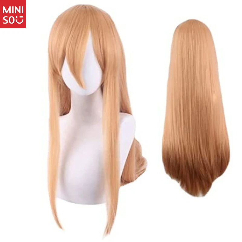   Perruque de Cosplay Chainsaw Man Power, cheveux longs mélangés personnalisés orange abricot pour Costume du diable