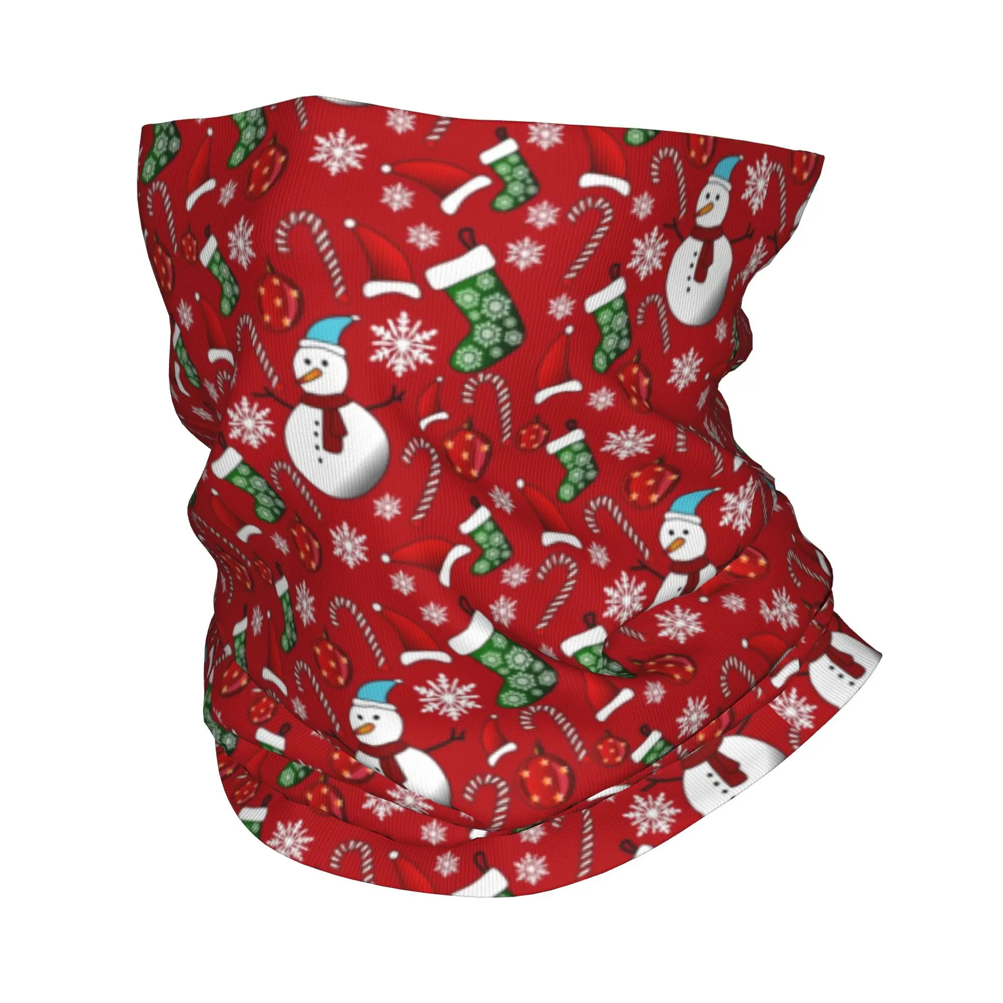Custom Christmas Snowman    Neck Gaiter Men Women UV Face Shield Winter Gnome New Year Bandana Scarf for Hiking