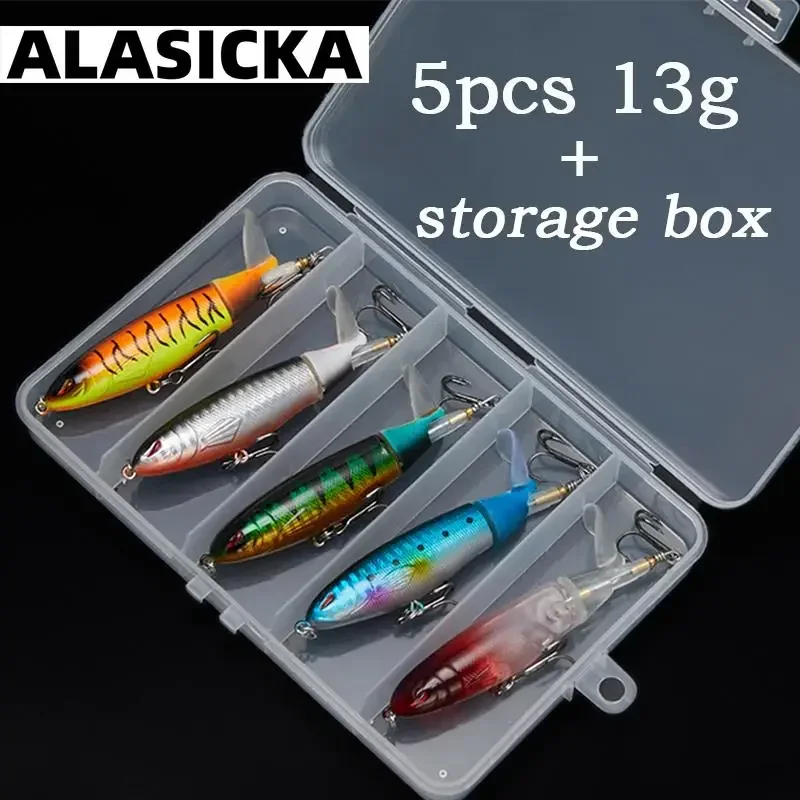 ALASICKA 1Set 13g/15g/35g Propeller Surface Tractor Fishing Lure Crank Baits Fishing Artificial Hard Bait Wobbler Rotating Tail