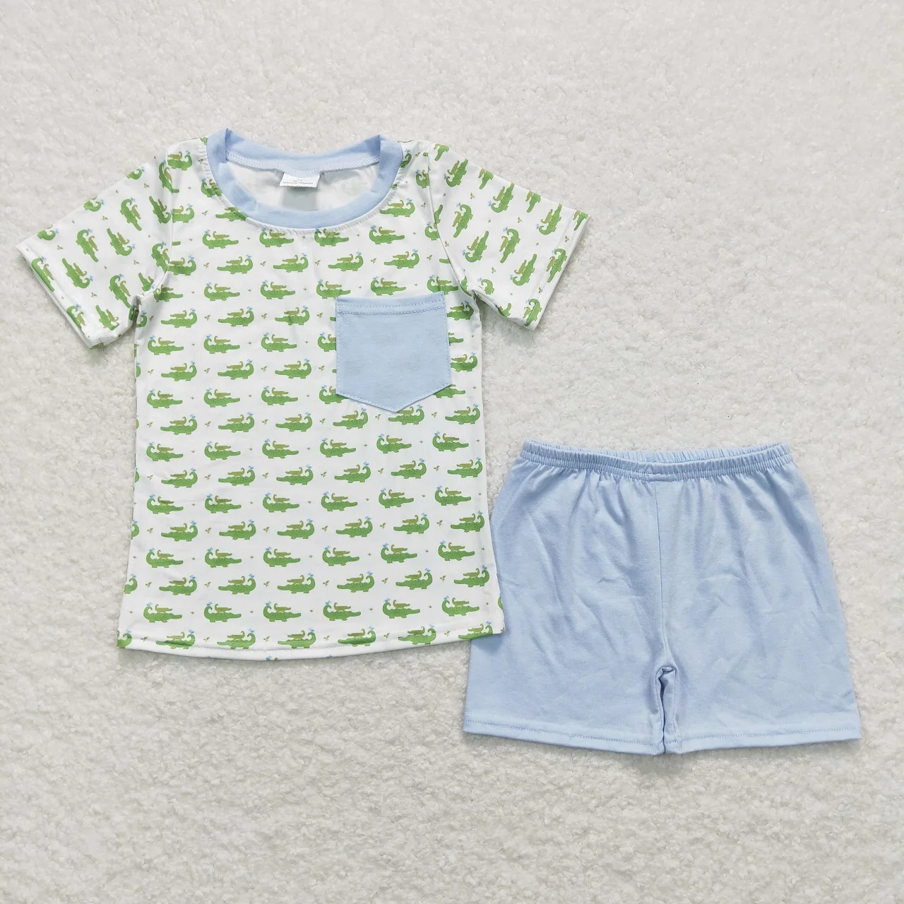 Wholesale Baby Boy Summer Set Children Short Sleeves Pocket T-shirt Ball Crawfish Tee Toddler Infant Shorts Kids Outfit