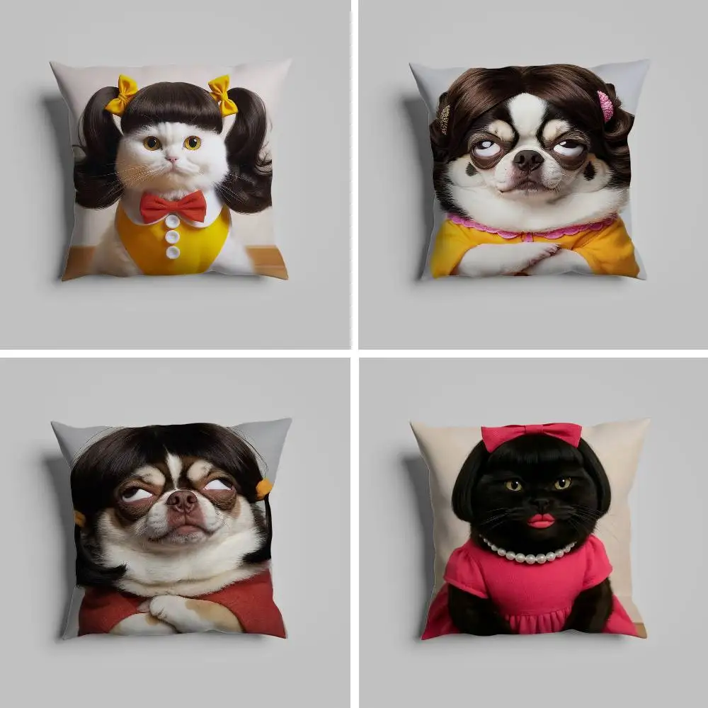 

Abstract Ugly Animal Funny Pillow Case Pillowcase For Car Pillows 60x60 Cushions Luxury Double Sided Cover Home And Decoration