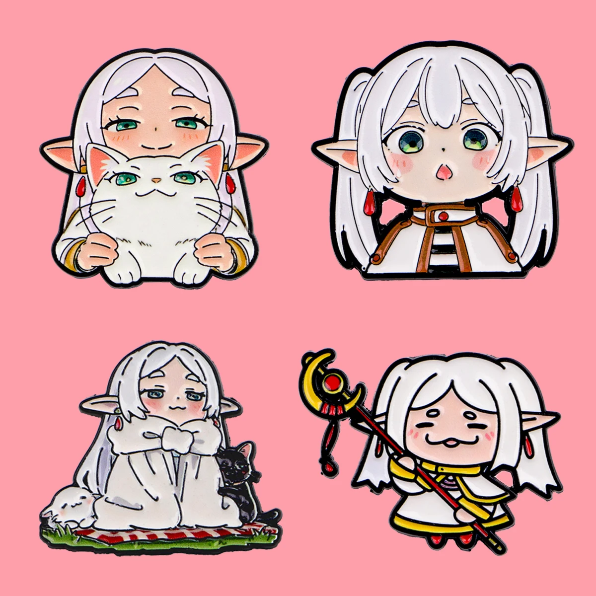 2-4pcs/Set Cute Magic Elf Girls Enamel Pin Anime Brooches Woman Men Backpack Accessories Bags Badge Lapel Jewelry Friends Gift