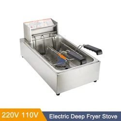 Commercial Fryer Stall Single-cylinder 12L Fast-Heating Snack Maker Electric Fryer Two Basket Large-capacity Fried Machine