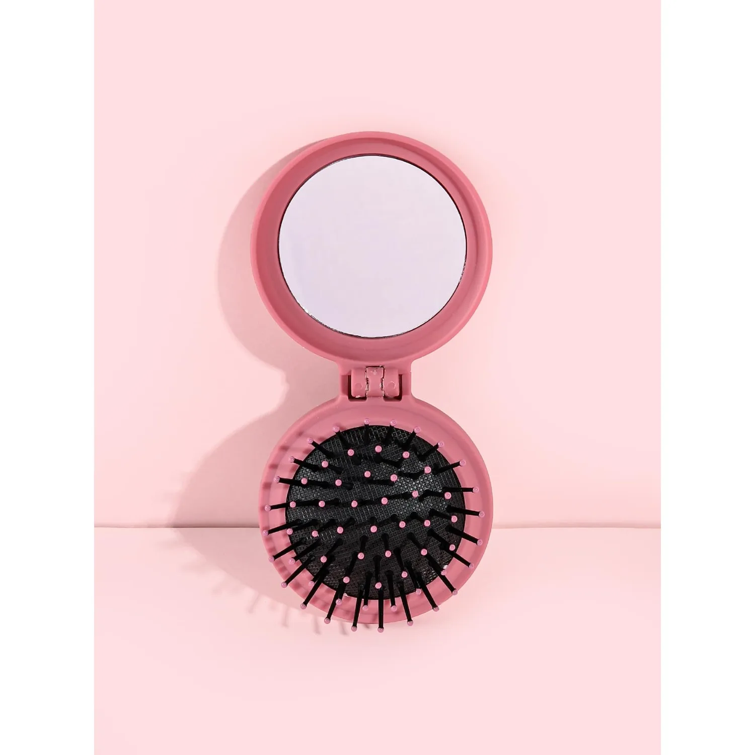 

Black Multifunctional Cushion Hair Brush 1pc Plastic Classic Round Portable Foldable Mirror Comb 2-In-1 For Wet And Dry Use For All Hair Types, Hair Brush/ Hair Comb, Hair Brush, Comb, Hair Tools, Hair Products And Accessories For Barber Salon Beauty Back