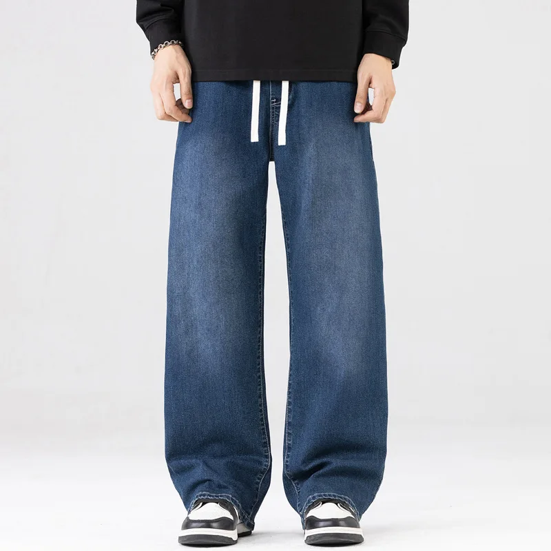 

8XL Big Size Stretch Straight Leg Jeans Men Loose Fit Spring Autumn Trendy American Street Style Dropped Crotch Trousers