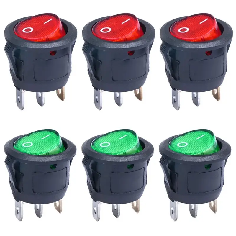 CYCLI-6Pcs Boat Rocker Switch Toggle 3 Pins 2 Position ON/Off KCD1-105 Power Switch For Various Applications