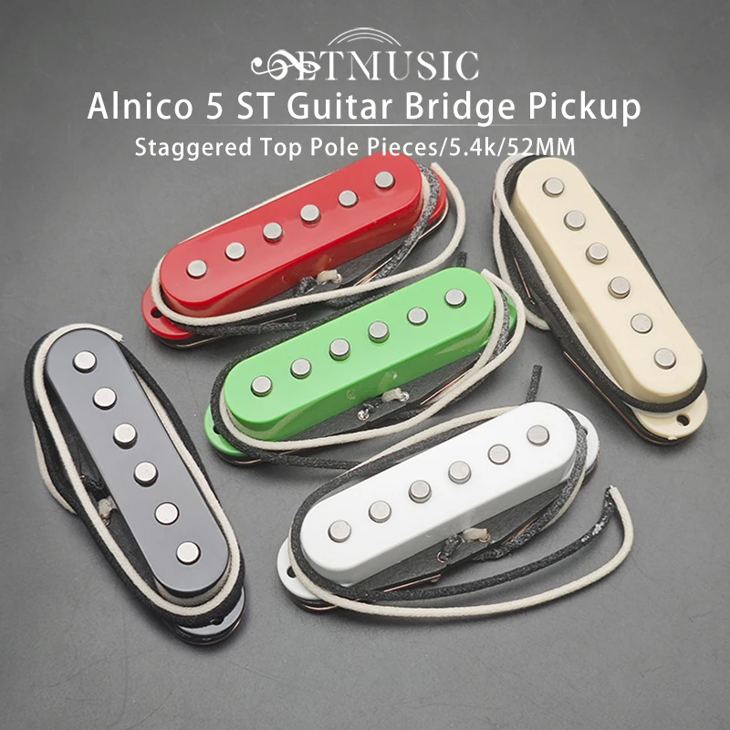 Alnico 5 ST Guitar Bridge Pickup with Stagger Pole Black Base for ST Electric Guitar 52mm