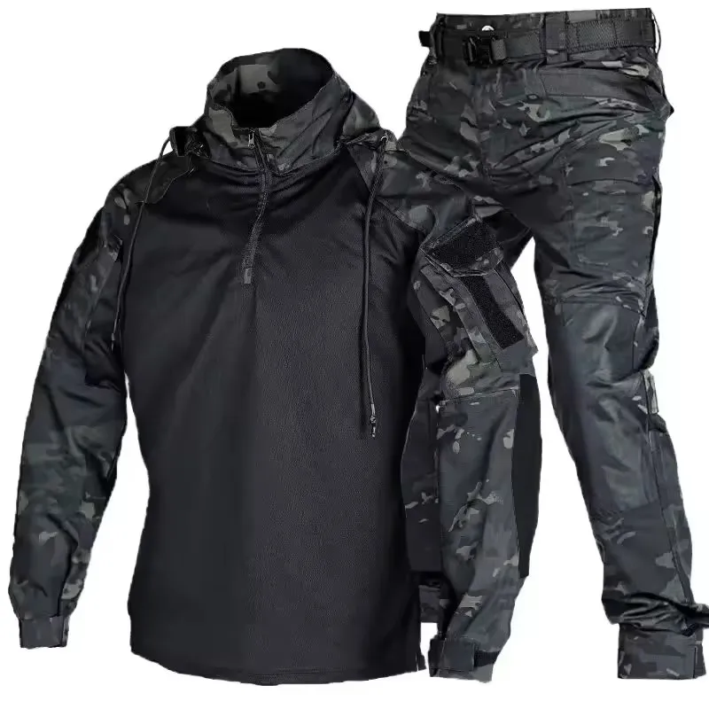 Combat Uniform Tactical Suits Wear Resistant T-Shirt Hood Cargo Pants Men US CP Camo Multicam Airsoft Paintball Hunting Clothes view 4