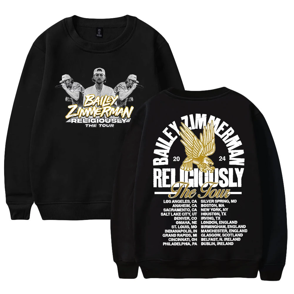 

Bailey Zimmerman Religiously The Tour 2024 Merch Crewneck Long Sleeve Streetwear Women Men Sweatshirt Hip Hop Clothes