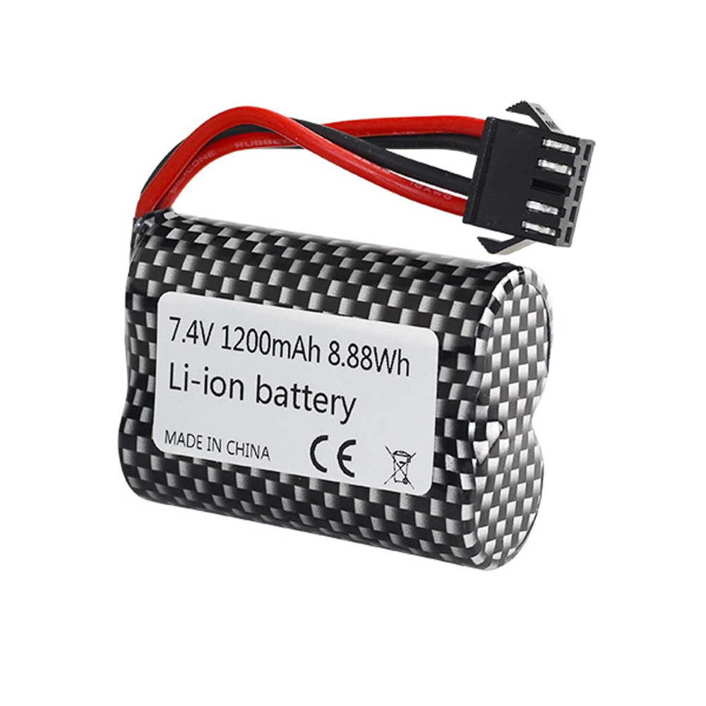 7.4V 1200mAh 18500 Li-ion battery SM-5P plug with Charger for remote controll stunt cars RC trucks RC boats toys accessories