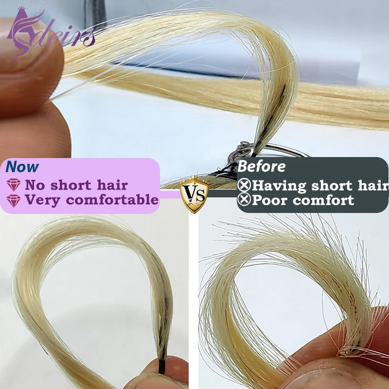 ADEIRS Feather hair extensions Recht Natuurlijk Echt Menselijk Haar Microring Hair Extensions 0.8g/Strand Bruin Blond 613 Kleur