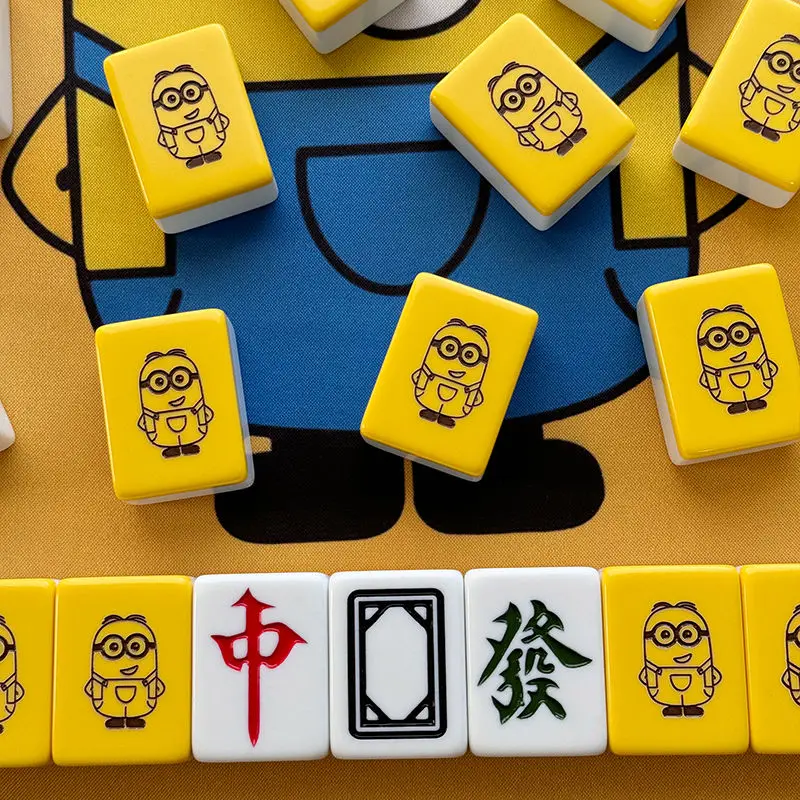 Despicable Me Minions Cartoon Cute Hand Rubbing Mahjong Creative Kawaii Family Party Entertainment Toy 40 42 Mahjong Set Gift