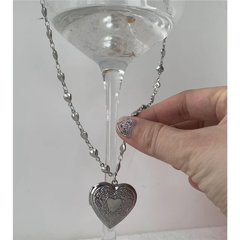 Kpop Goth Harajuku Aesthetic Bow Heart Pendant Pearl Necklace For Women Egirl Y2k 2000s EMO Vintage Punk Jewelry Accessories