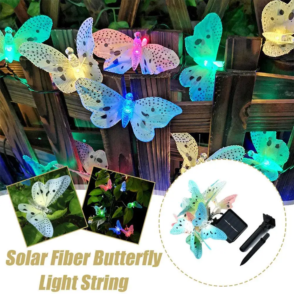 

Solar Light String Outdoor 3.8M Fiber Optic Butterfly Fairy Sun Lamp Waterproof 12LED Garden Yard Lawn Patio Party Decor